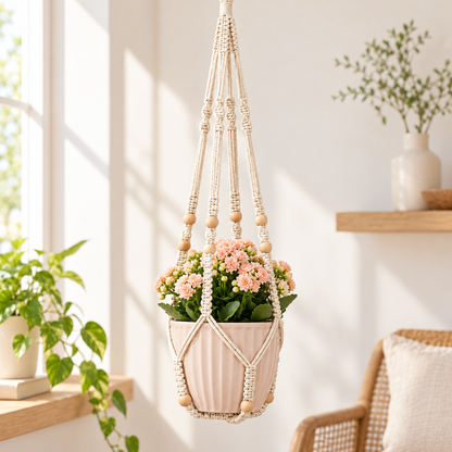 Decorative Handwoven Macrame Plant Hanger for Indoor Home Decor